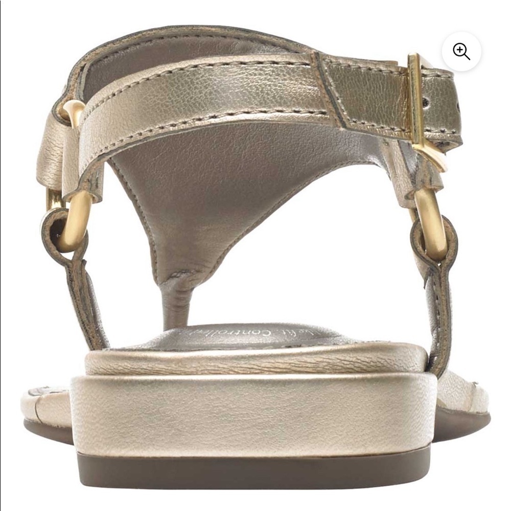 Rockport | Total Motion Zosia Thong Sandals In Gold Leather Size 7 NEW - Picture 4 of 13
